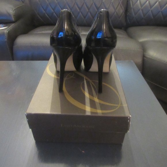 ENZO ANGIOLINI - Black Patent Leather Peeptoe Heels EA7TIMGA ~Sz 9.5 - Picture 6 of 11